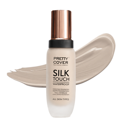 Pretty Cover Silk Touch Foundation - 24-Hour Wear, Waterproof & Lightweight - Full Coverage - 50ml