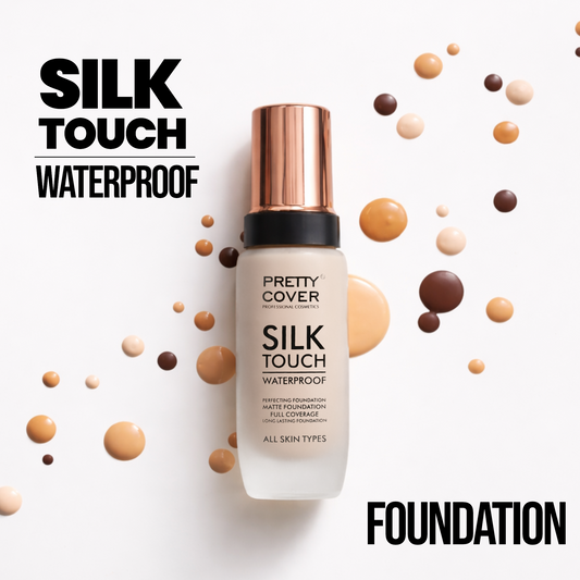 Pretty Cover Silk Touch Foundation - 24-Hour Wear, Waterproof & Lightweight - Full Coverage - 50ml