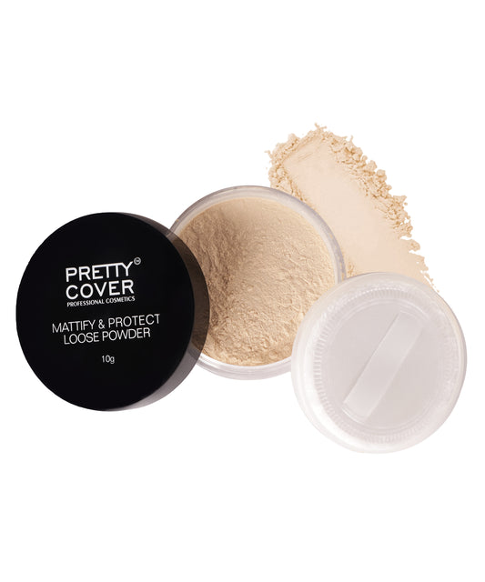 Pretty Cover Mattify & Protect Loose Powder | Oil-Free Lightweight Setting Powder